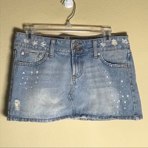 Hint Jeans Rhinestone Mini Skirt Sz 7 Juniors
